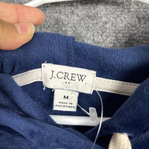 J.CREW Sweatshirt Hoodie Womens M Blue Saphire Velour Active Cozy - Picture 4 of 9